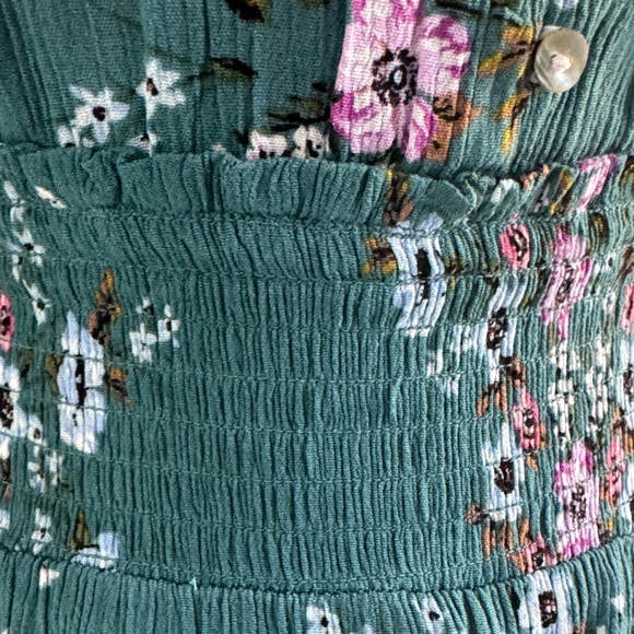 Aeropostale Green Floral Tie-Shoulder Sundress - Teal Floral Dress Size-Small - Picture 14 of 16